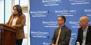 Amanda Wright, DO., dean of Marian University College of Osteopathic Medicine, spoke about the donation and how it will play a pivotal role in shaping the future of rural medicine.