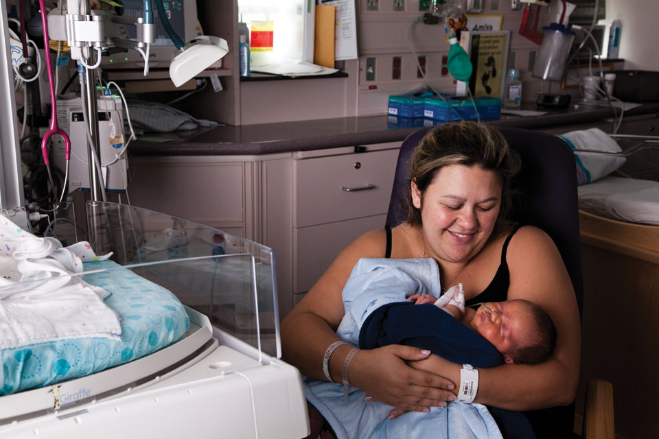 Mom and baby in NICU